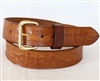 40" Brown Full-Grain Leather Belt with Cross