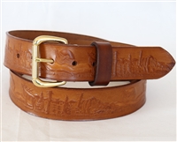 40" Brown Full-Grain Leather Belt with Cross