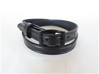 30" Black Full-Grain Leather Belt Creased