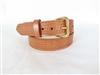 40" Brown Full-Grain Leather Belt Embossed