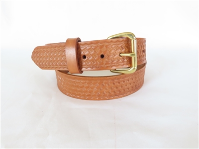 40" Brown Full-Grain Leather Belt Embossed