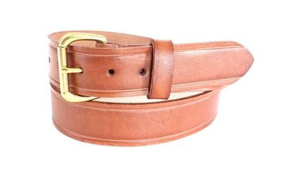 40" Brown Full-Grain Leather Belt Creased