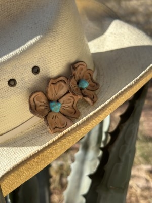 Floral Leather Hat Band