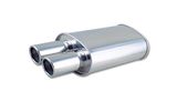STREETPOWER Oval Muffler with Dual 3.0" Round Angle Cust Tips; Inlet 2.5"