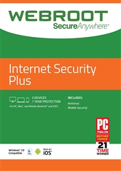 Webroot SecureAnywhere Internet Security Plus 2019 3 Device / 1 Year