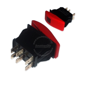 Rocker switch 20A 12V, 6 snap-in terminals