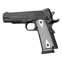 Hogue 1911 Government/Commander 3/16" Thin Grips Aluminum Checkered Brushed Gloss Clear Anodized