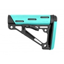 AR-15 / M16: OverMolded Collapsible Buttstock (Fits Commercial Buffer Tube) - Aqua