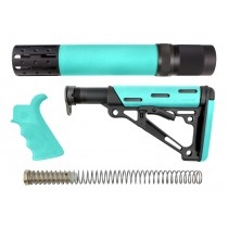 AR-15/M-16 3-Piece Kit Aqua - Grip, Collapsible Buttstock, and Forend with Accessories