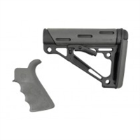 AR-15 / M16 Kit: OverMolded Beavertail Grip & Collapsible Buttstock (Fits Mil-Spec Buffer Tube) - Slate Grey