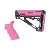 AR-15/M-16 2-Piece Kit Pink- Grip and Collapsible Buttstock - Fits Commercial Buffer Tube
