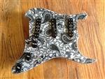 Pre Wired Strat Pickguard Black Paisley Loaded with Seymour Duncan Everything Axe Pickup Set