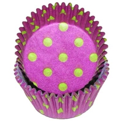 Purple Lime Hot Dots Round Baking Cups