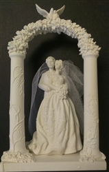 Couple with Floral Arch Wedding Topper
