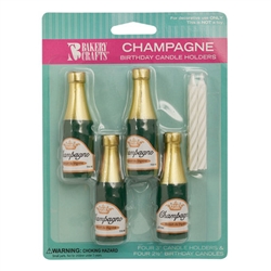 Champagne Party Candle Holders with Candles - 4 Pack