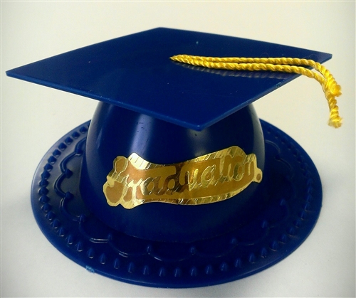 Blue Graduate Mortar Board Cap Cake Topper