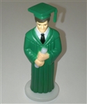 Green Gown Graduate Boy Cake Topper