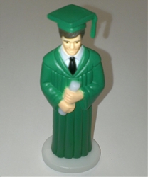 Green Gown Graduate Boy Cake Topper