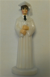 White Gown Graduate Boy Cake Topper