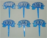 Blue "Joy" Christmas Cupcake Picks