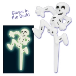 Glow in the Dark Skeleton Cupcake Topper - 6 Pack