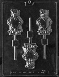 Bear Holding Heart Lollipop sucker Chocolate Mold valentine mother father anniversary