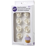 Medium White Roses Icing Decorations - 8 Pack