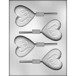 Heart with Love Sucker lollipop Chocolate candy Mold 90-1238 valentine wedding mother