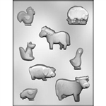 Farm Animal Assortment Chocolate Mold 90-11243 barn cow horse chicken rooster pig goose sheep