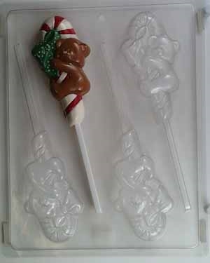 Candy Molds - Bear Climbing on Candy Cane with Bow - $1.99