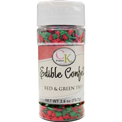 Red & Green Trees Edible Confetti - 2.6 Ounce