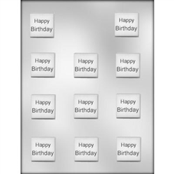 Happy Birthday Square Mint Chocolate Mold