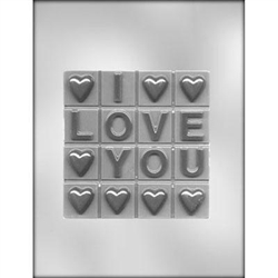 I Love You Break Apart Bar Chocolate Mold 90-1624 Valentine wedding anniversary