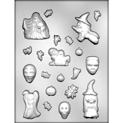 Halloween Assortment Chocolate Mold 90-3115 ghost witch skull werewolf