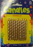 Gold Metallic Candles - 10 Pack