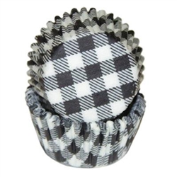 Gingham Black Mini Baking Cups 500 Count picnic graduation wedding rehearsal dinner