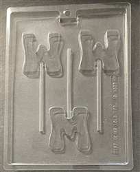 Letter W lollipop sucker chocolate mold 60AO-1337W initial graduation