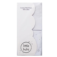 LittleBubz 2 Pack Crib Fitted Sheet White Stars