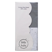 LittleBubz 2 Pack Moses Fitted Sheets Grey Stars