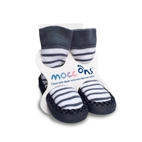 Mocc Ons Slipper Socks Nautical Stripe UK 2/3 6-12 Months