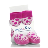Mocc Ons Slipper Socks Pink Spot 6-12 Months