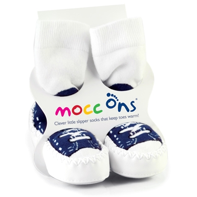 Mocc Ons Slipper Socks Sneaker Navy UK 2/3 6-12 Months