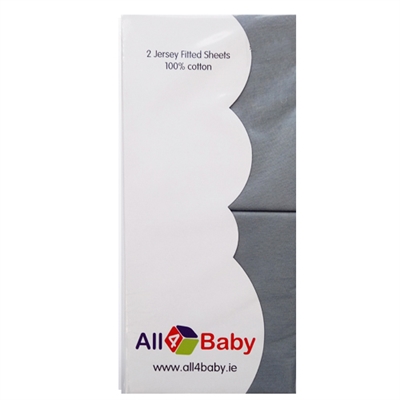 All4Baby 2 Pack Travel Cot Fitted Sheets Grey