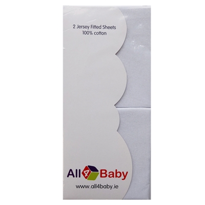 All4Baby 2 Pack Travel Cot Fitted Sheets White