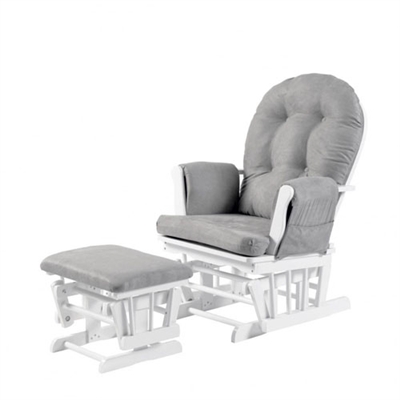 Babylo Brompton Glider Chair & Stepstool White Grey