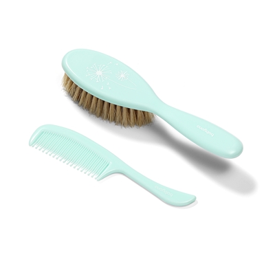 Babyono Hair Brush and Comb  Natural Soft Bristle Green