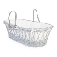Clair de Lune Baby Love Frosted White Wicker Moses Basket White