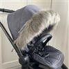 FCNN Luxury Grey Faux Fur Pram Hood Trim