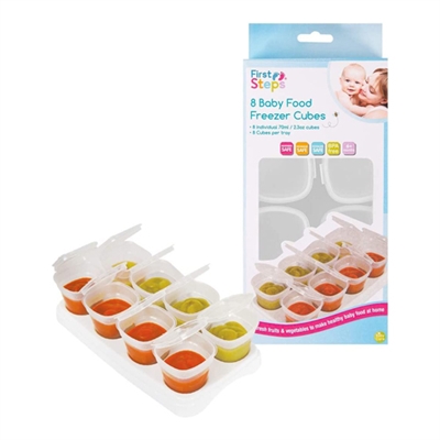 First Steps Baby Weaning Food Freezing Cubes Tray Pots Freezer Storage