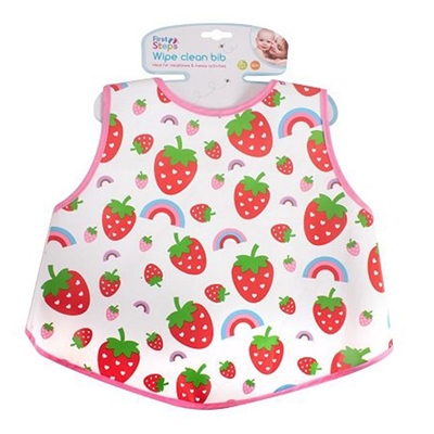 First Steps FS667: Large Wipe Clean Bib Strawberry